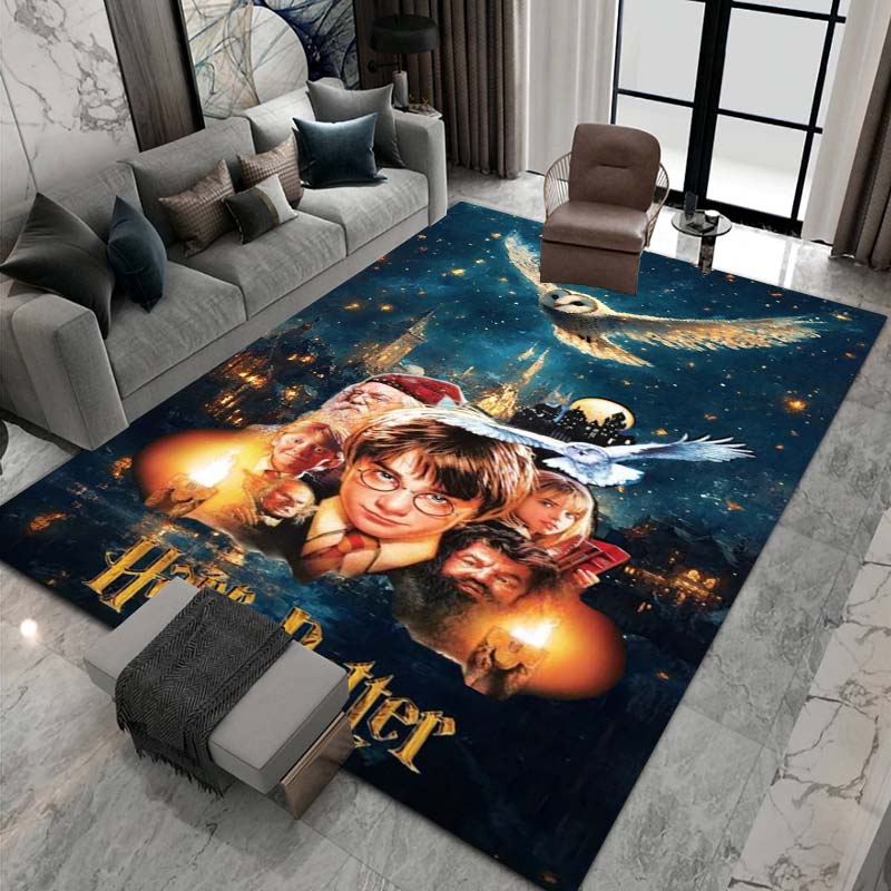 3D Printed Harry Potter Classic Fantasy Adventure Movie Theme Rug, Bedroom Living Room Play Mat