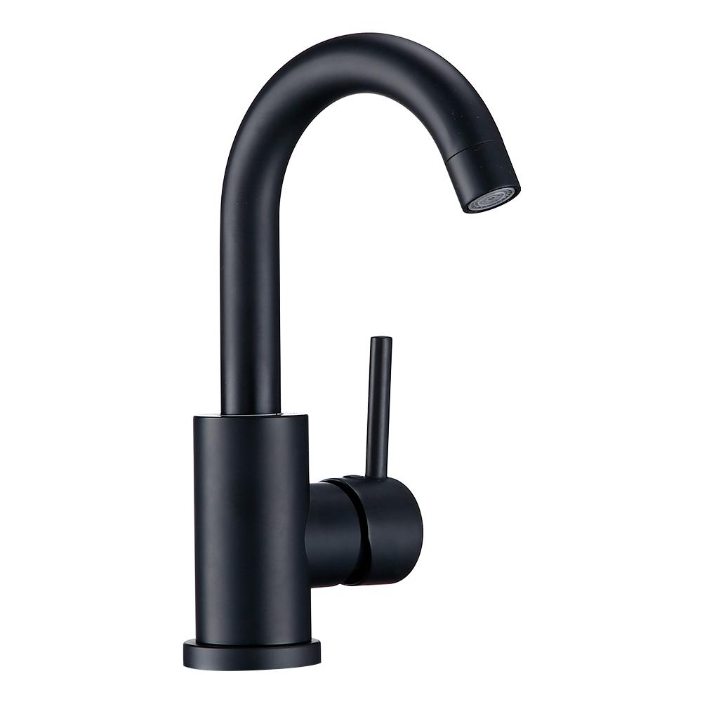 Basin Faucet Matte Black Single Handle Deck Mount One Hole Bathroom Sink Mixer Tap Brushed Gold With Lever