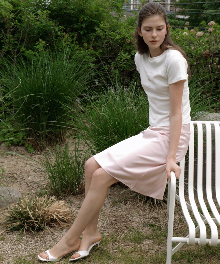 Riorg Gir Satin Midi Skirt Pink