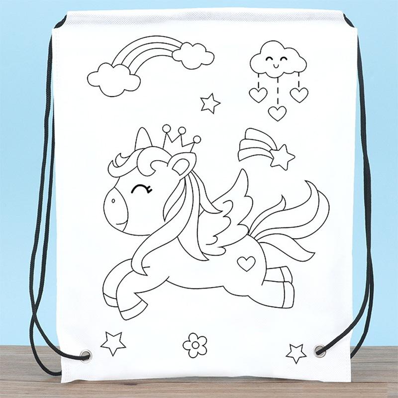 Children Handmade DIY Environmental Protection Graffiti Non-woven Bags Kindergarten Kids Art Painting Coloring Hand Craft Toys