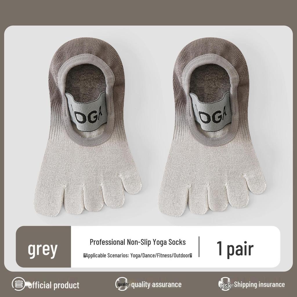 Women's Anti-Slip Yoga & Pilates Five-Toe Socks - Summer Thin, Pure Cotton Toe Separator Boat Socks