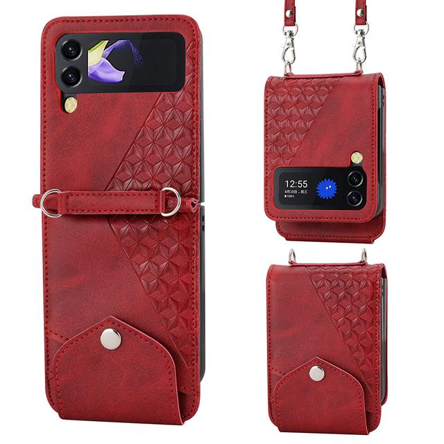 Módní dámská crossbody kabelka pro Samsung Galaxy Z Flip 3 4 5g Card Bag Kryt na telefon pro Galaxy Z Flip3 Flip4 kožené pouzdro