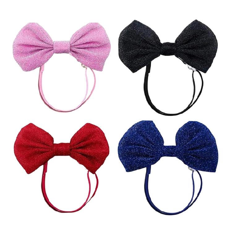 

4lots Sparkling Bows Collar Glitters Adjustable Dog Headbands Comfortable Hair Bows For Parties And Photos 1