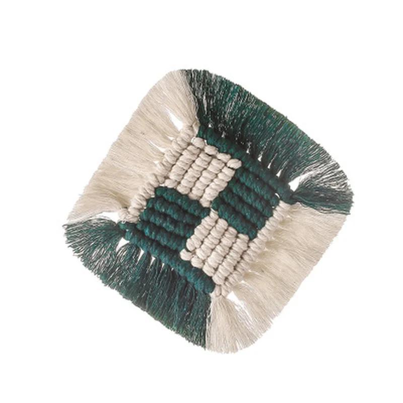 1 Pcs Macrame Placemats Cup Mat Tablecloth Coaster Cup Pad Handcrafted Cotton Insulation Mats Rural Style Creative Woven Coaster
