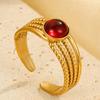 Adjustable Retro Titanium Steel Ring with Color Stones – Trendy, Non-Fading, High-End Style for Women