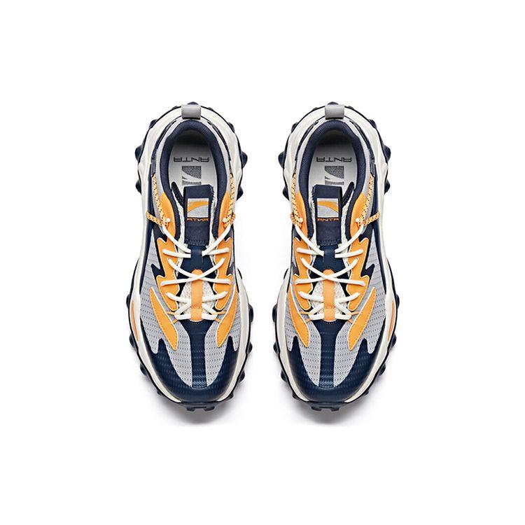 Anta Mesh Synthetic Leather Shock Absorbing Non-Slip Wear-Resistant Breathable Low-Top Running Shoes Men sneaker Gray Blue Orange 112038832-3