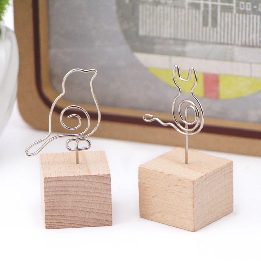 1 PC Name Card Desktop Ornaments Wedding Decor Square Wooden Photo Clip Picture Frame Memo Holder