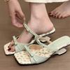 Niche French sandals wear new summer simple rhinestone skirt stiletto cool slippers