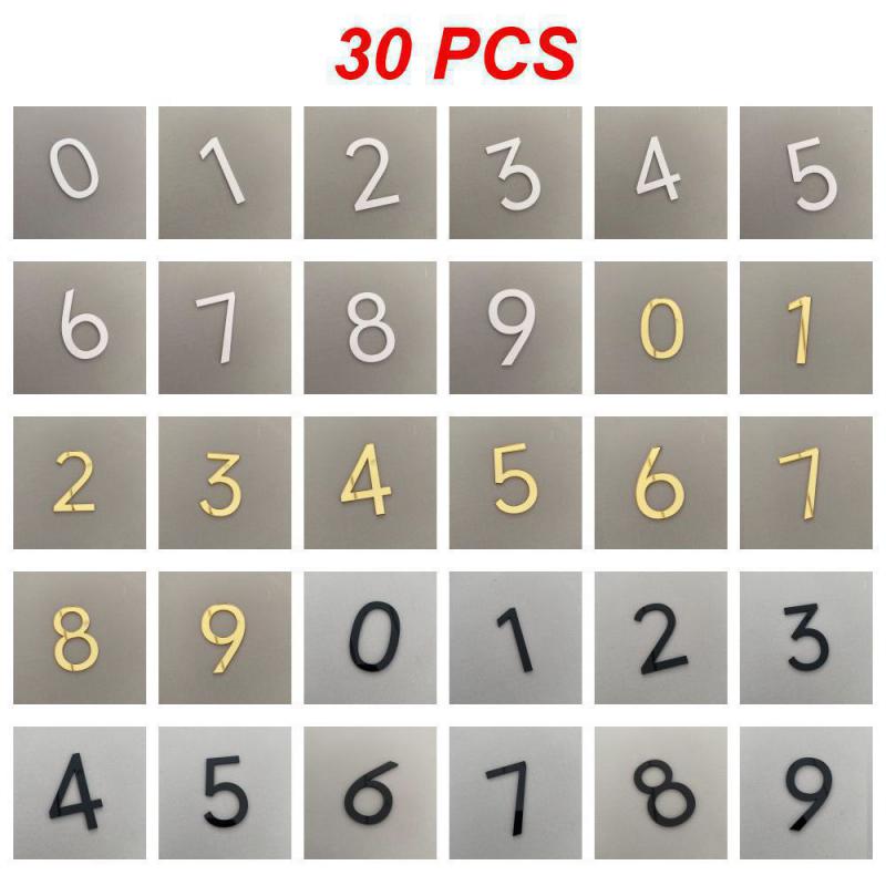 3D Numeral Door Plaque House Drawer Sign Plating Gate Digits 0 To 9 Acrylic Number Tag Hotel Home Sticker Address Door Label