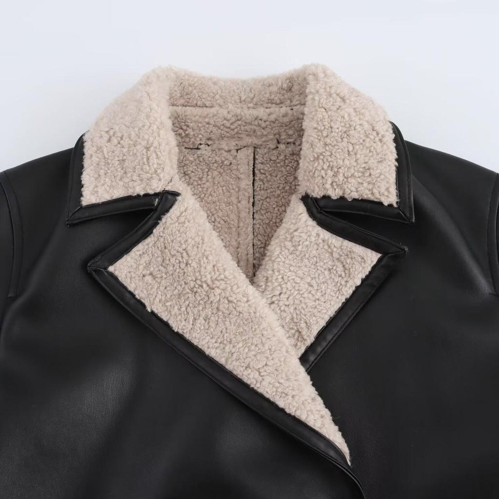 2024 Winter Women's Double-Sided Overcoat with European & American Style, Turn-Down Collar, and Long Sleeves