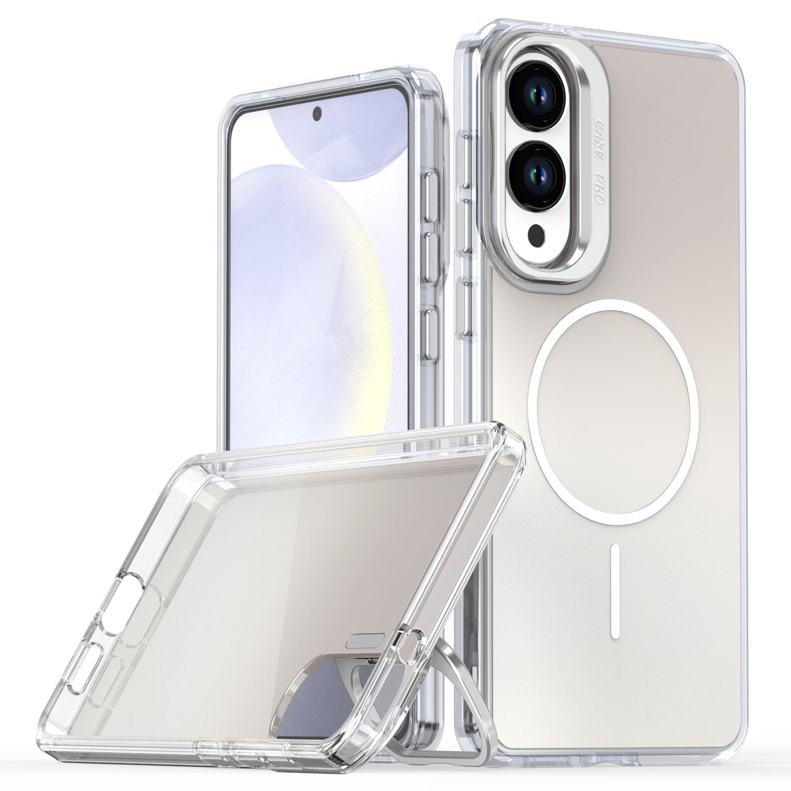 

For Samsung Galaxy S25 Edge Case Compatible with MagSafe TPU+Acrylic Gradient Phone Cover with Kickstand White