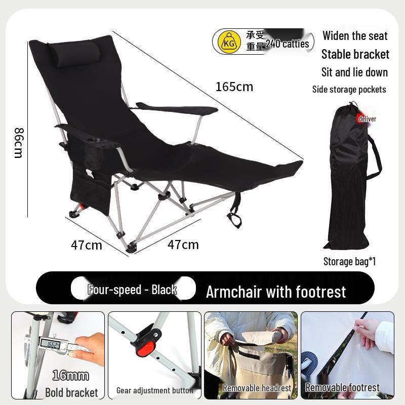Adjustable Portable Outdoor Folding Chair with Tall Backrest for Camping and Picnics