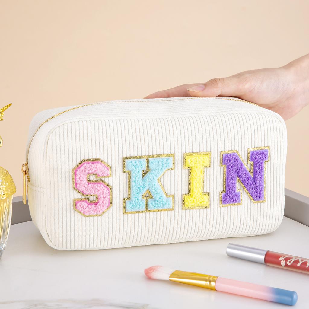 Ženy Dívky Cestovní manšestrová žinylková náplast na dopisy Péče o pleť Obličej Vlasy Makeup Kosmetická taštička pro každodenní použití