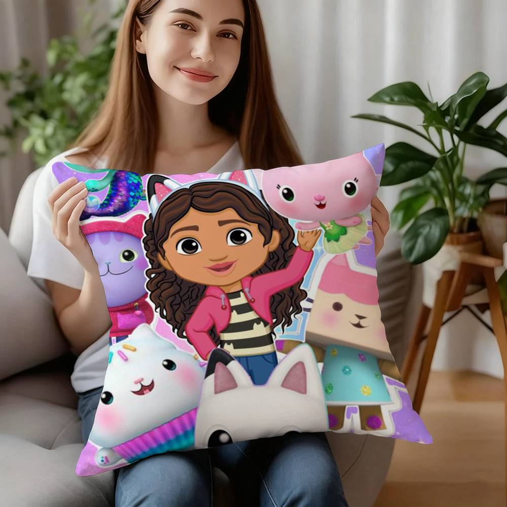 Cartoon Gabbys Mercat Cat Pillow Case Plush Fabric Soft Pillowcase Double Sided Print Cushion Cover Household Gifts
