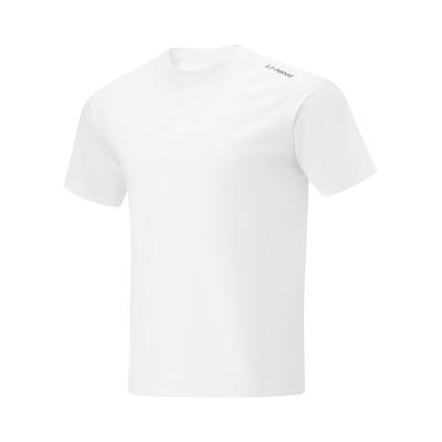 Li Ning Cool Tea T Jedwab Lodowy Szybkoschnący Chłodny Jednolity Kolor Okrągły Dekolt Casualowa Sportowa Koszulka z Krótkim Rękawem Męska Bluzka Off-White ATSU731-3