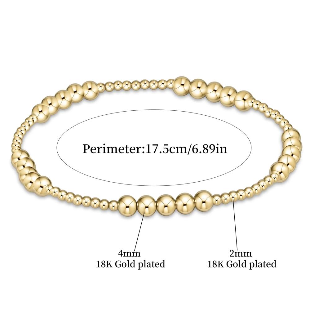 

Vlen Stacking 18K Gold Plated Ball Beads Bracelet Metal Golden Tone Bracelets Classic Jewelry for Women Lady Accessories