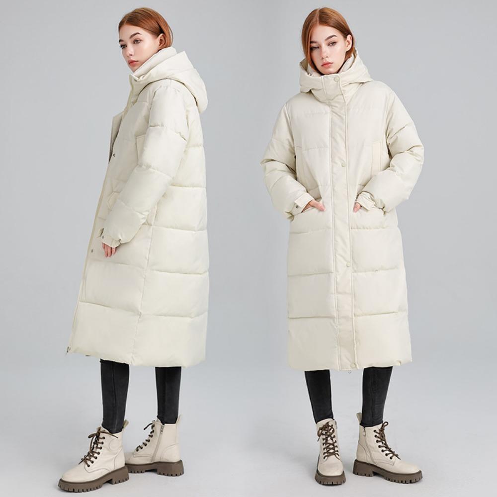 New fashionable versatile long knee-over hooded cotton-padded jacket in winter loose and thick warm cotton-padded jacket