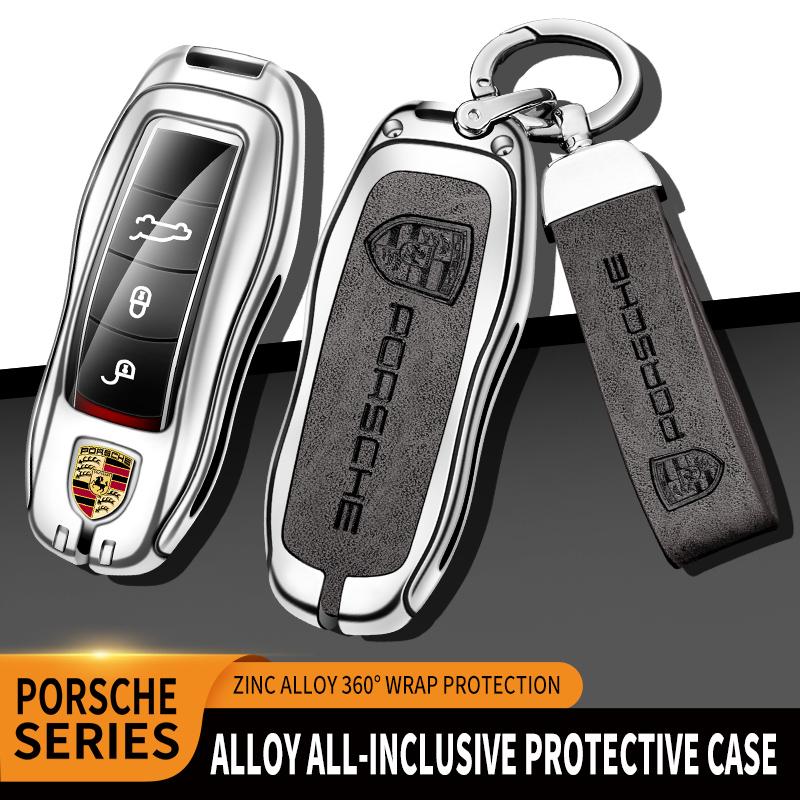 Alloy Leather Car Key Case Holder Protection For Porsche Panamera Carman Macann Bobst Cayenne 911 981 991 970 9969n Sticker LF0