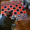 4-In-1 Jumbo Chess Board Game - 4Ft Giant Tic Tac Toe, Checkers & More - 100% Machine-Washable Canvas With 4.33Inch/11Cm Beanbag