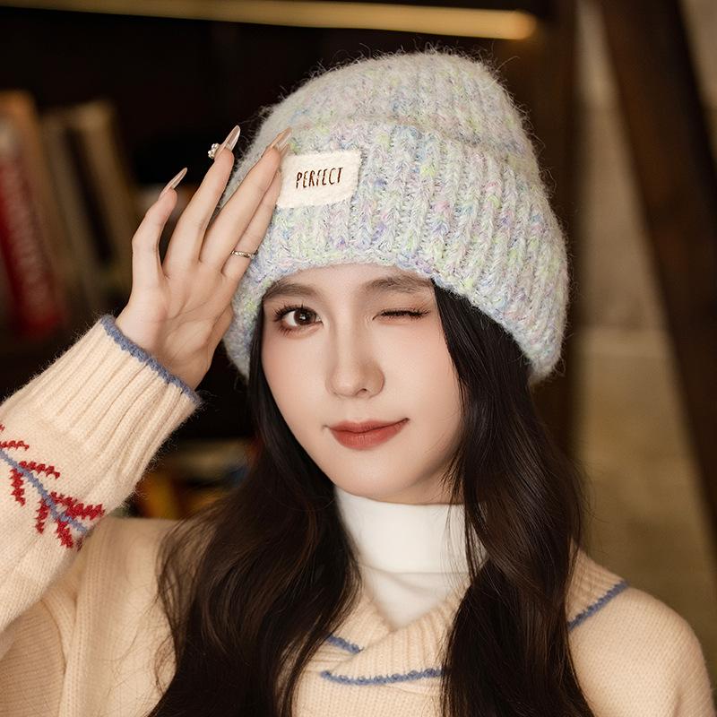 Fashion Candy Color Thickened Wool Hat Women's Autumn and Winter Windproof Warm Ear Protection Hat Casual Stacking Hat