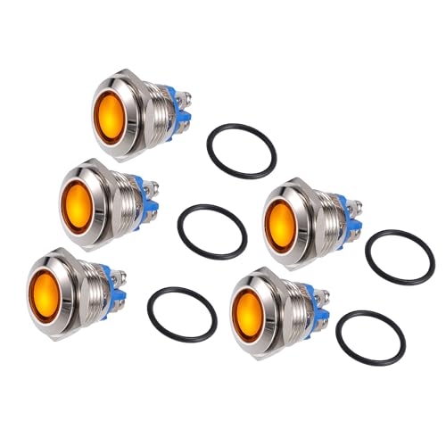 

Motoforti Универсальные светодиодные индикаторы Пилотные сигнальные лампы приборной панели Металлические Оранжевые Набор из 5