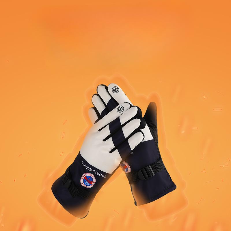Outdoor Sports Warm Gloves Winter Warmth for Skiing  Fleece Thickened Waterproof  Outdoor Cycling Windproof and Cold Proof Gloves