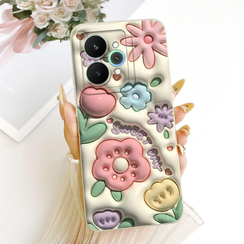 Cover For Realme 15 Pro Casing RMX5101 Silicone Luxury Fashion Flowers Kawaii Cute Painted Shockproof Phone Case