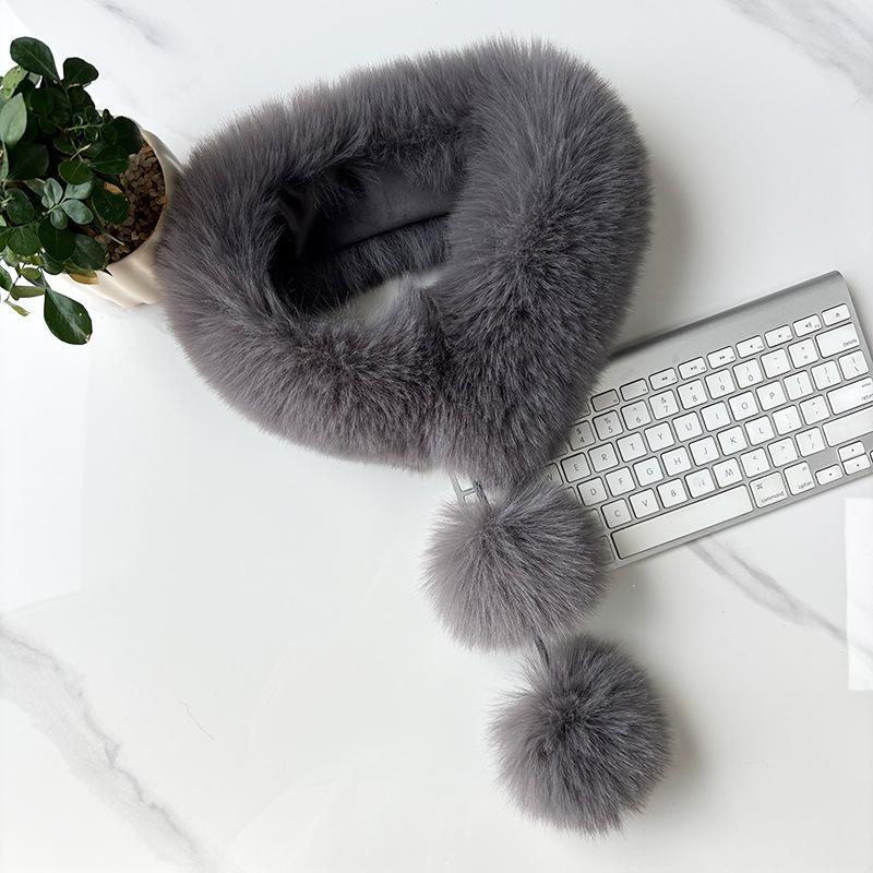 1Pcs Winter Thickened Natural Fox Fur Scarf For Women Magnetic Scarf Neck Warm Fluffy Shawls Female Coat Collar
