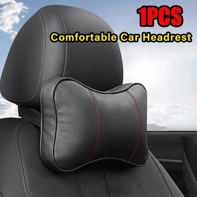 Travesseiro de encosto de cabeça para pescoço de carro, espuma viscoelástica, travesseiro de pescoço para assento de carro, couro sintético respirável, suporte para cabeça e pescoço para dormir