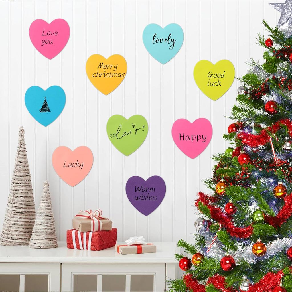 Heart Sticky Notes 8 Colors 100 Sheets/Pad, 800 Sheets Colorful Self-Stick Note Pads Stationary Cute Desk Accessories Office School Teacher Supplies