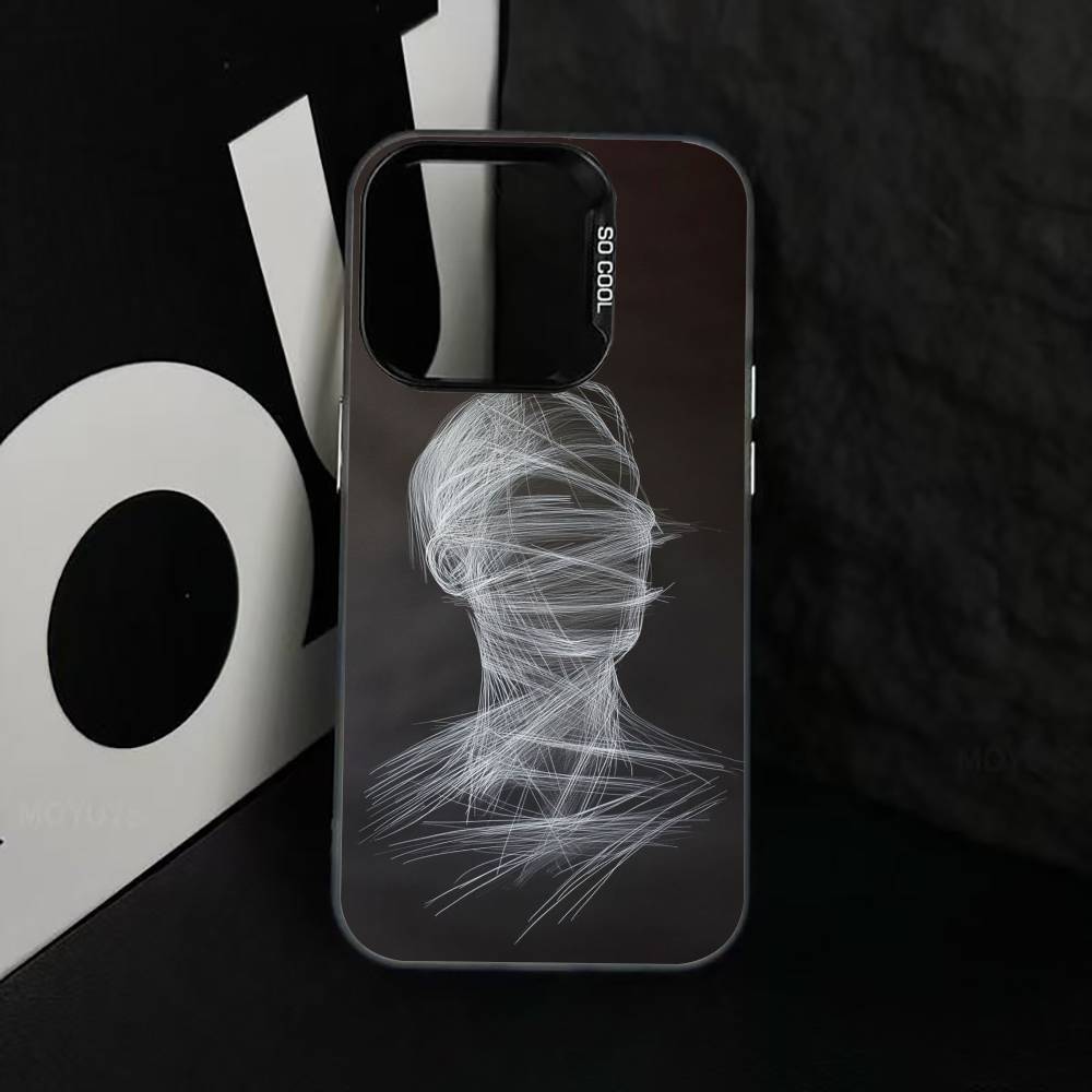 Minimalist line art Phone Case For iPhone 17,16,15,14,13,12,11 Plus,Pro Max,XS,Colorful Silver Phone case Funda Cover