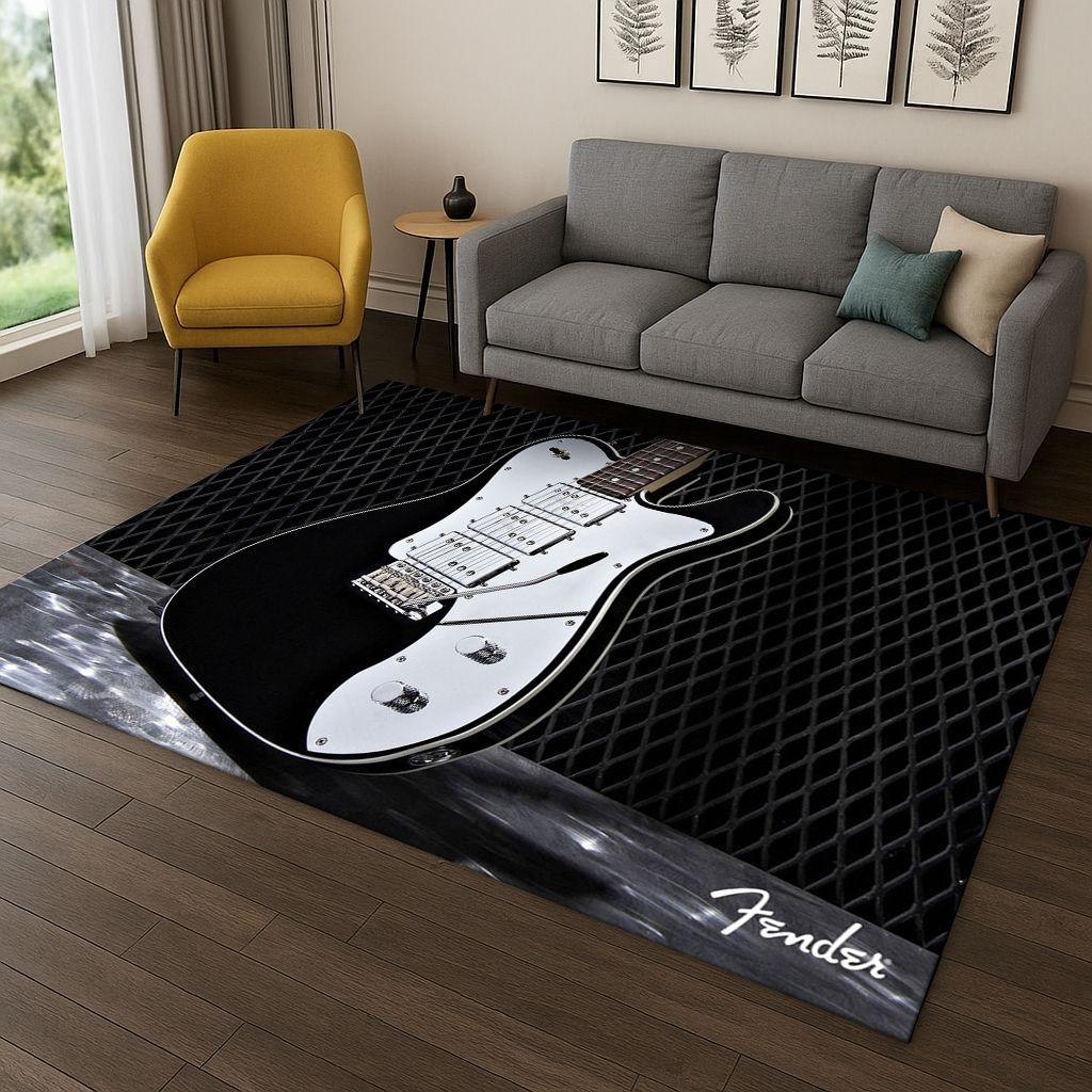 

3D Ковер-ковер с логотипом Fender Guitar Bass Instrument Music для спальни, гостиной, дивана, придверный коврик, домашний декор, коврик, противоскользящий, подарок 40x60cm