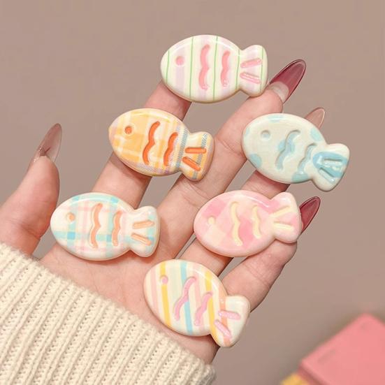 4Pcs Hairpin Cream Macaron Color Snapper Fish Shape Hair Clips Gentle Hold No