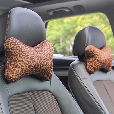 Car Neck Pillow 2 Pieces Comfortable Cushion Leopard Print Car Neck Support Pillow With Adjustable Strap For Adults Passenger