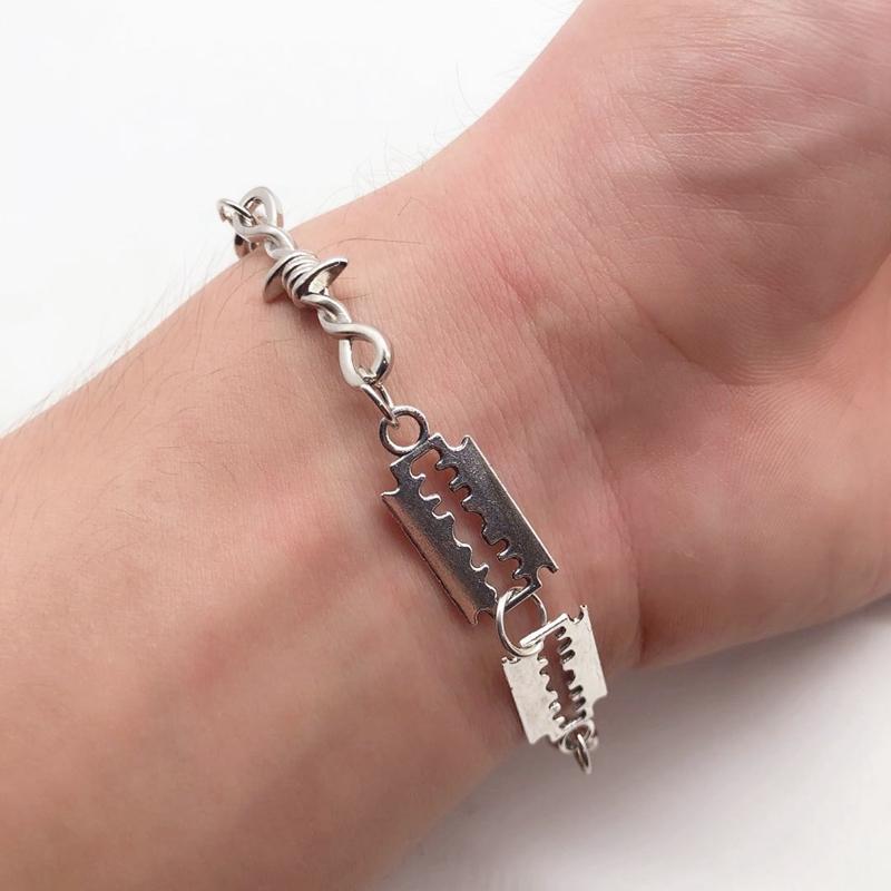 Kleine Drahtdornen Eisen Unisex Choker Armband Damen Hip-Hop Gothic Punk Klinge Stacheldraht Kleine Dornen Armband Choker Geschenke