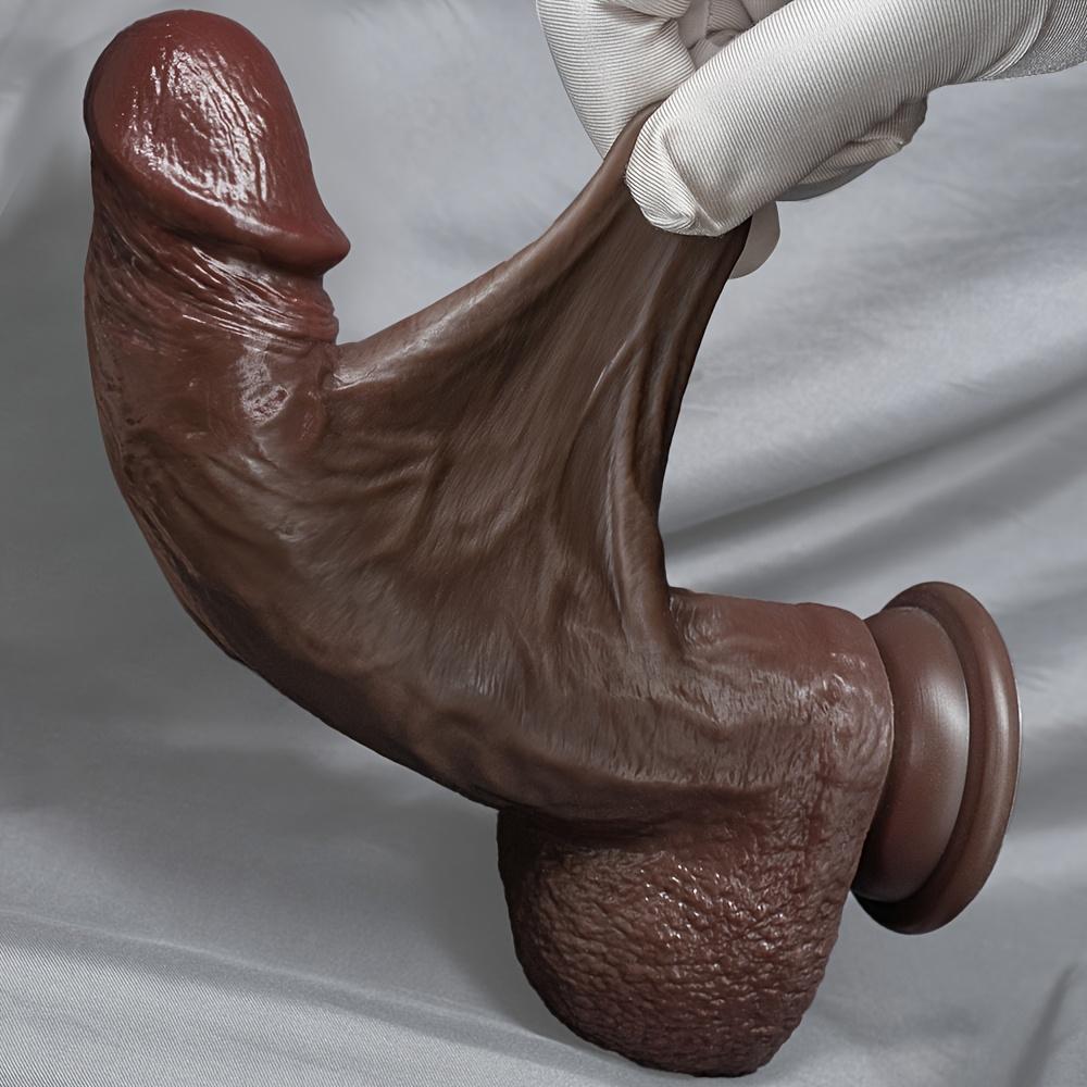 Realistic Squirting Dildo with Movable Foreskin – 2-in-1 Silicone Sliding Skin Toy, Suction Cup Base, Large Size