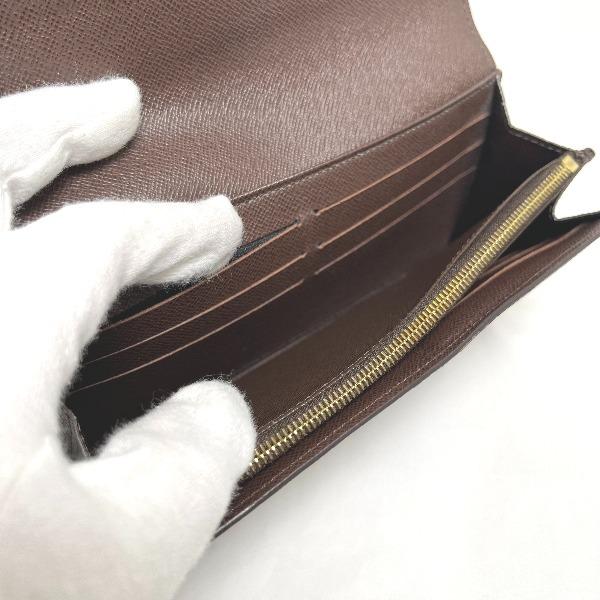 Louis Vuitton Damier Portefeiulle Sarah N63209 Long Wallet Purse Ebene Brown Used