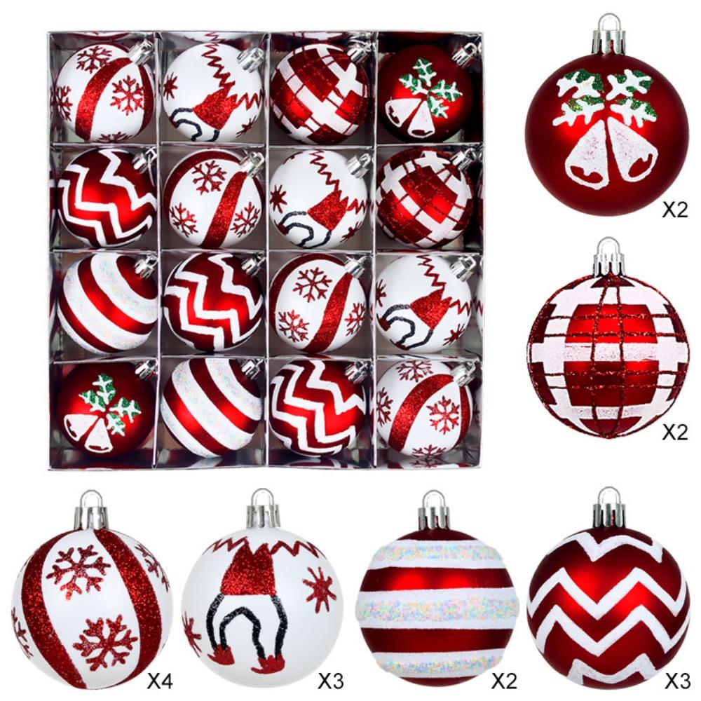 16PCS Plastic Christmas Ball Set 6cm Suspensable Decorative Christmas Tree Balls Multicolor Xmas Ornament Ball Storefront