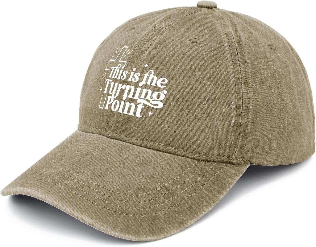 This is The Turning Point Christian Cross Baseball Cap Distressed Washed Casual Adult Unisex