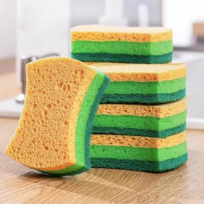 Wood Pulp Cotton Dish Sponge, Non-greasy, Double-sided Household Dishcloth, Kitchen Dishwashing Cloth, Absorbent Wood Pulp Cotton Scouring Pad.