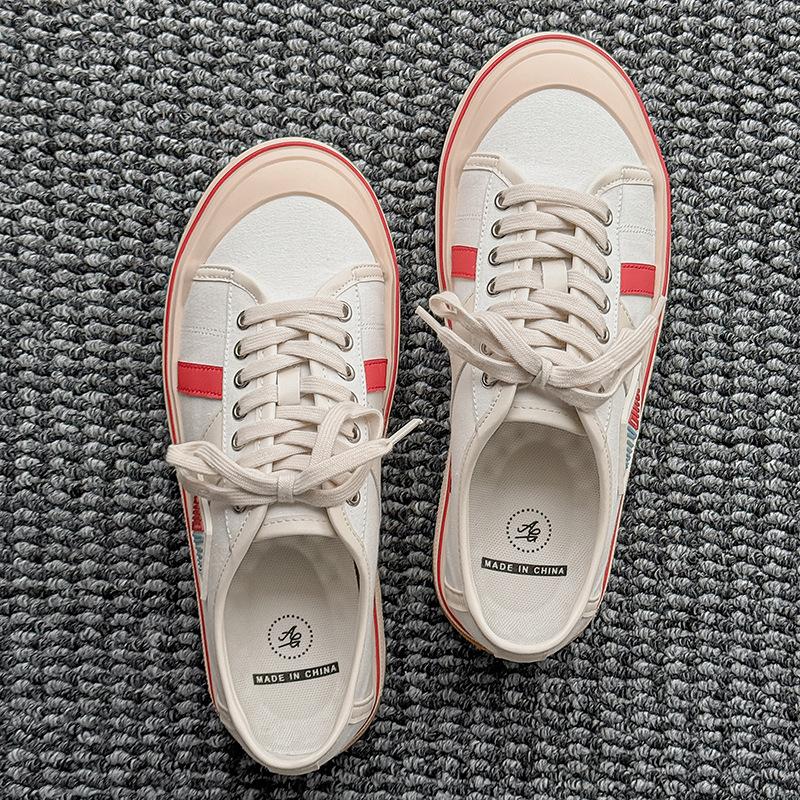 Retro canvas shoes summer new light soft sole breathable color matching lace-up sports shoes