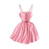 Summer Korean New Nightclub Sexy Tube Top Suspender Skirt Mesh Patchwork Cut Out Lace-up Waist-Controlled A- line Dress