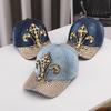 Neue Denim Baseballkappe mit Diamantnieten, Trendig und Stilvoll, Kleine Schirmmütze, Outdoor Sonnenschutz und Sonnenschirmmütze