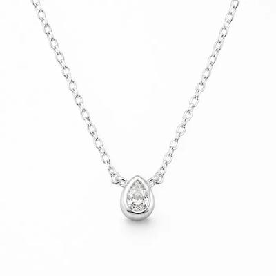 (Silver 925) Water Drop Bezel Chain Necklace NZ2419