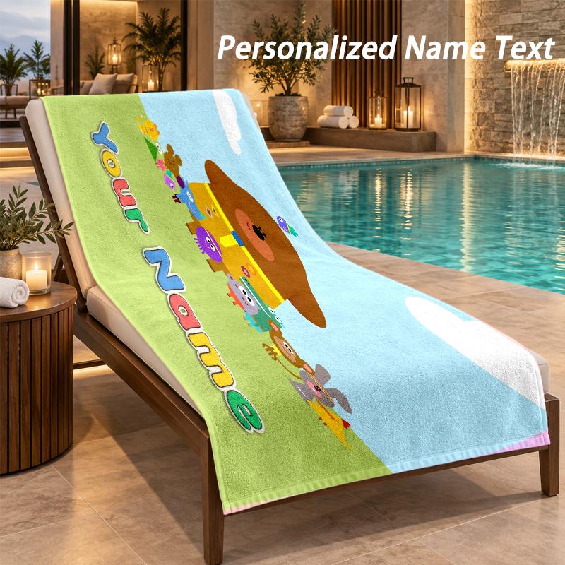Hey Duggee Custom Name Beach Towel Large Soft Towel for Indoor Bathroom Outdoor Beach