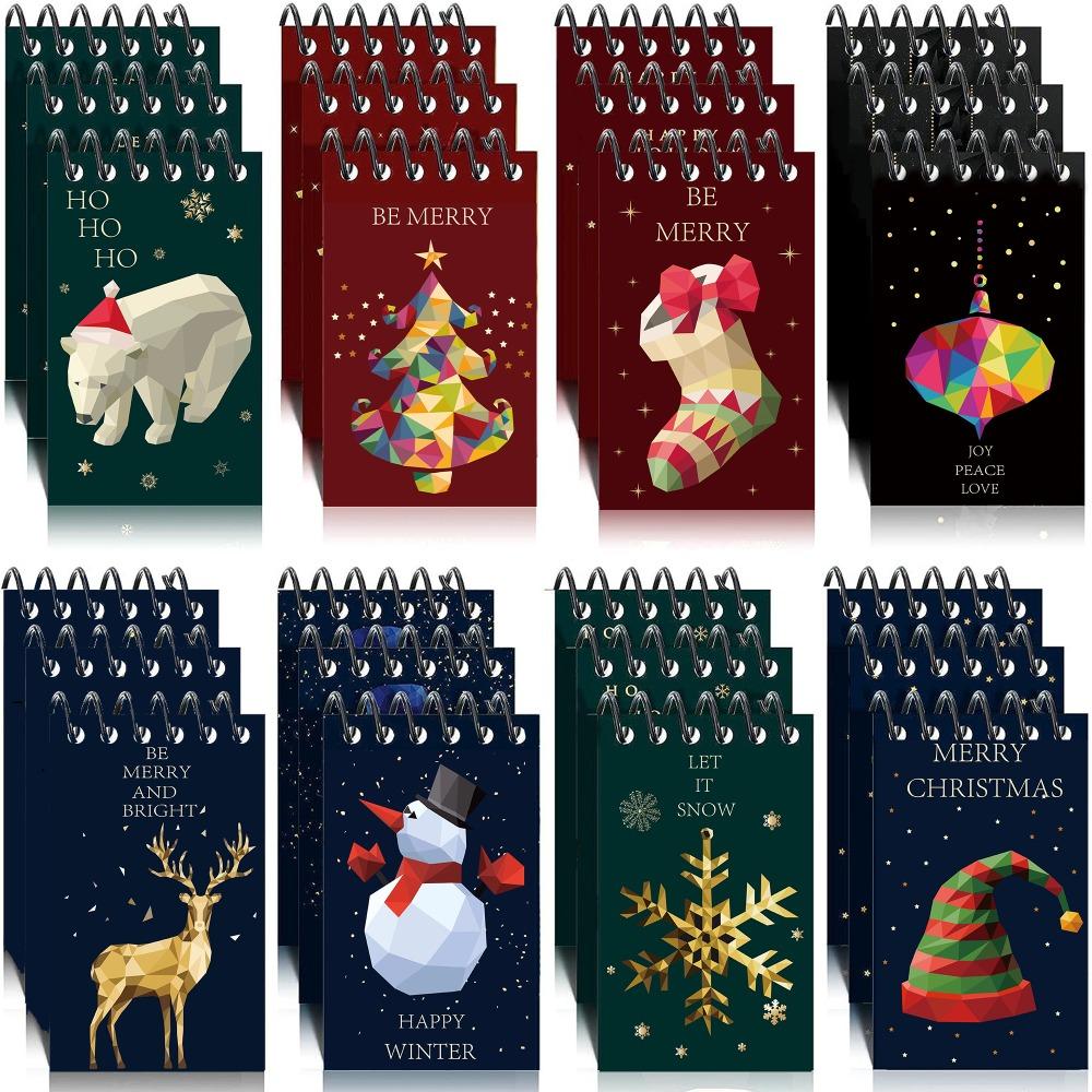 8PCS Coil Binding Santa Claus Notebook Mini Size Spiral Notebook Mini Notepads  Home Decorations