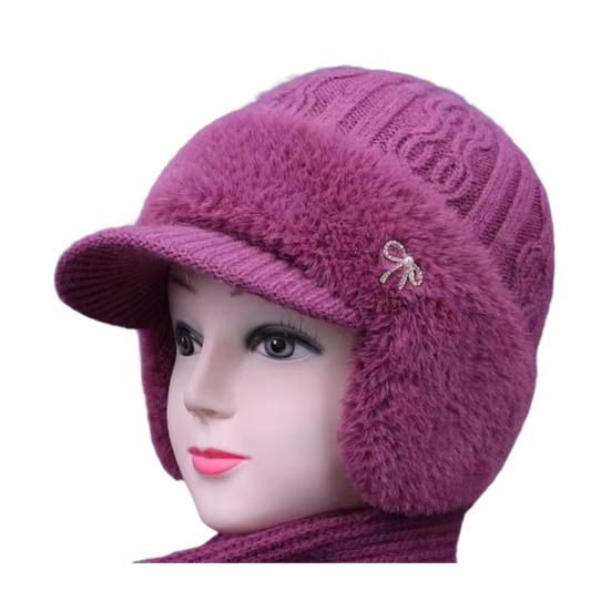 Căciulă tricotată cu clape pentru urechi, căptușită cu fleece care elimină umezeala, caldă, design 3-în-1, șapcă de baseball, pălărie de exterior pentru vreme rece