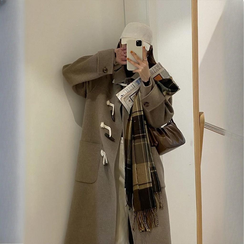 Winter Women's Student Korean-Style Woolen Outer Wear Woolen Coat Set Over-the-Knee Corduroy Dress Thickened