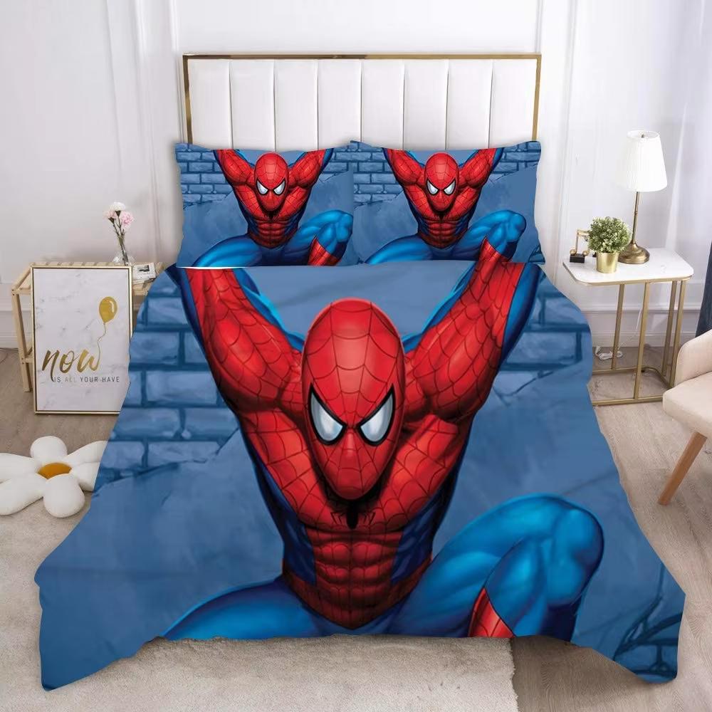 Marvel Comics Spider-Man Set Biancheria da Letto Anime Copripiumino 1009 Poliestere Adatto per Bambini e Adulti Set da 3 Pezzi