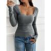Women's Autumn and Winter Tops Y2K Temperament Slim Square Neck Long Sleeve Blouse